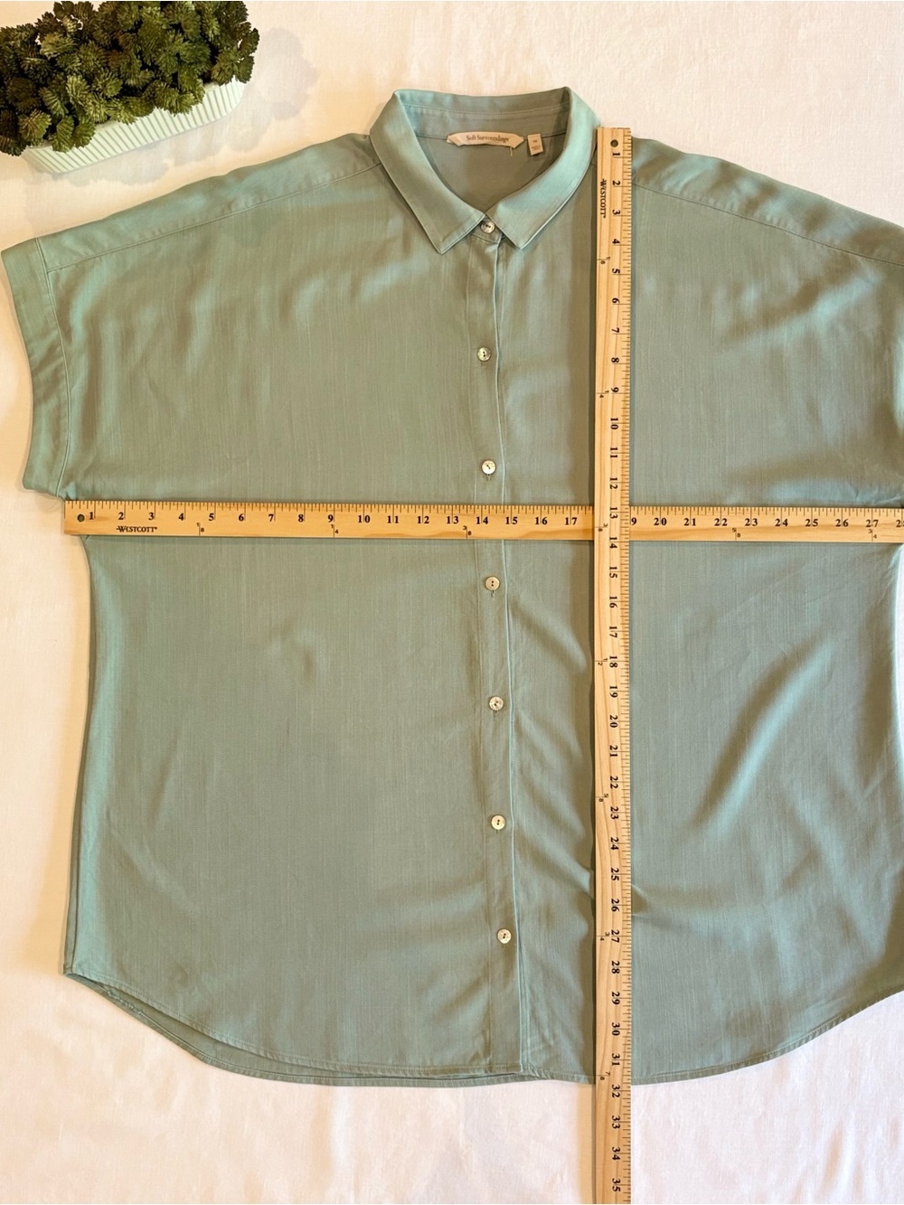Soft Surroundings Je Veux TENCEL Light Sage Button-Up Shirt - Picture 5 of 7